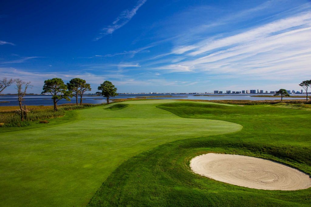 Golf course next to the water