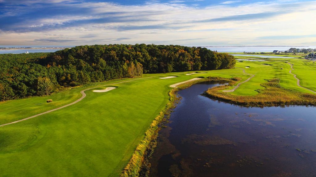 Golf course next to the bay