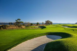 Golf course next to the ocean