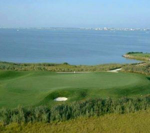 Golf course next to ocean